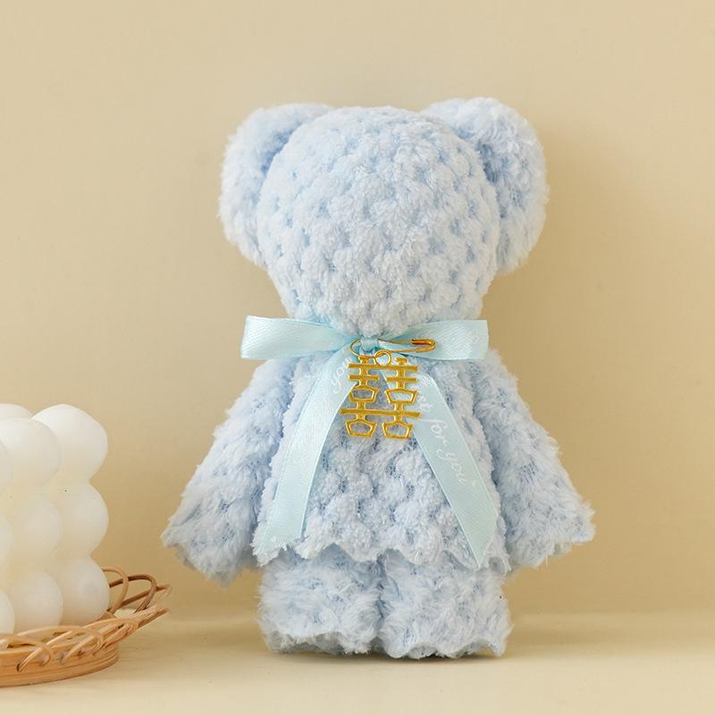 Luxury Velvet Bear Towel Plush Texture Kids Hand Towel Soft Absorbent for Hotel Guest Bathroom Use