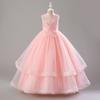 Vestito da Principessa per Bambina Elegante Matrimonio Festa di Compleanno Ballo Abito da Sera Bianco Prima Comunione Formale Abito in Pizzo per Bambine