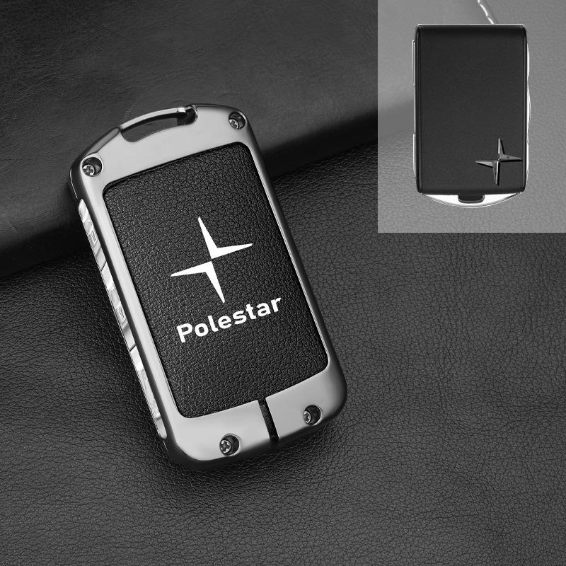 

Car Smart Remote Key Case Full Leather Cover Protection Holder Shell For Volvo Polestar 2 Polestar 3 2023 2024 Keyless Keychain