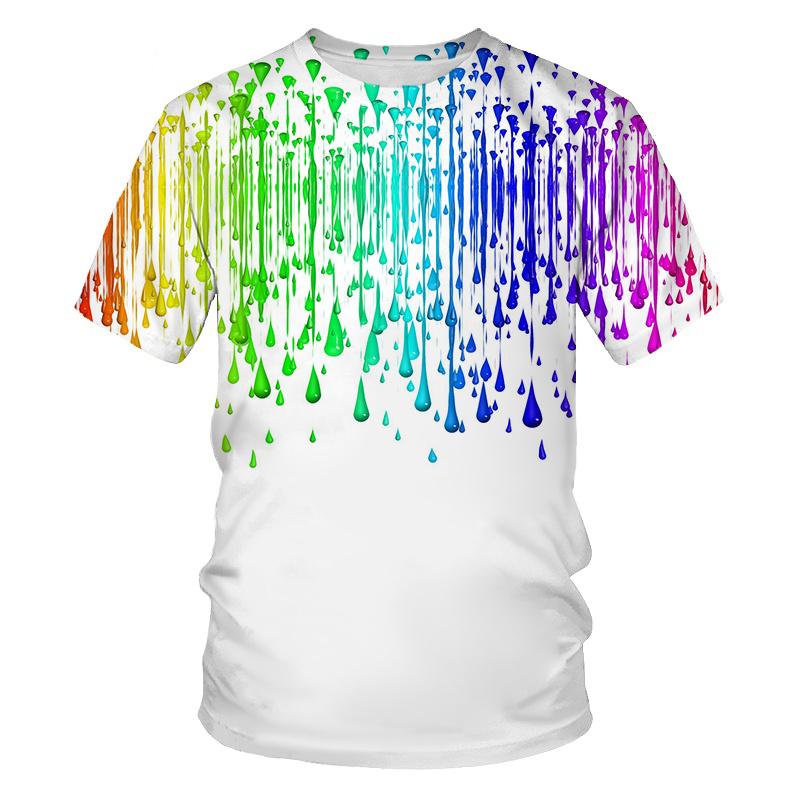 

Новые летние цветные всплеск чернил капли цветные 3D принт футболки с круглым вырезом для мужчин и женщин с коротким рукавом свободные футболки Harajuku топы детская одежда 6XL