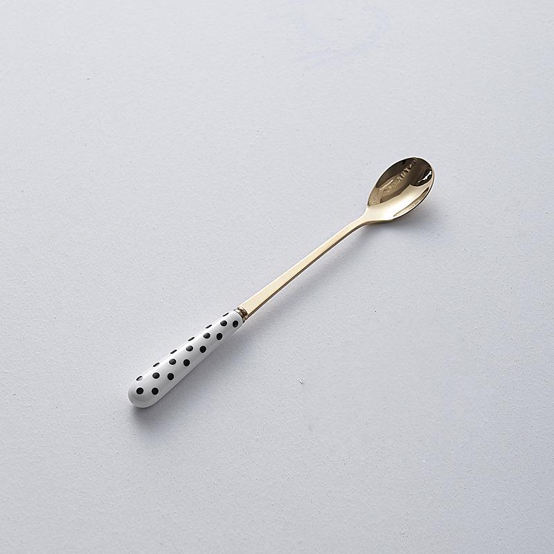 Minimalistyczny Ceramiczny Zestaw Noża do Steków, Widelca i Łyżki ze Stali Nierdzewnej - Kreatywna Zachodnia Zastawa Stołowa