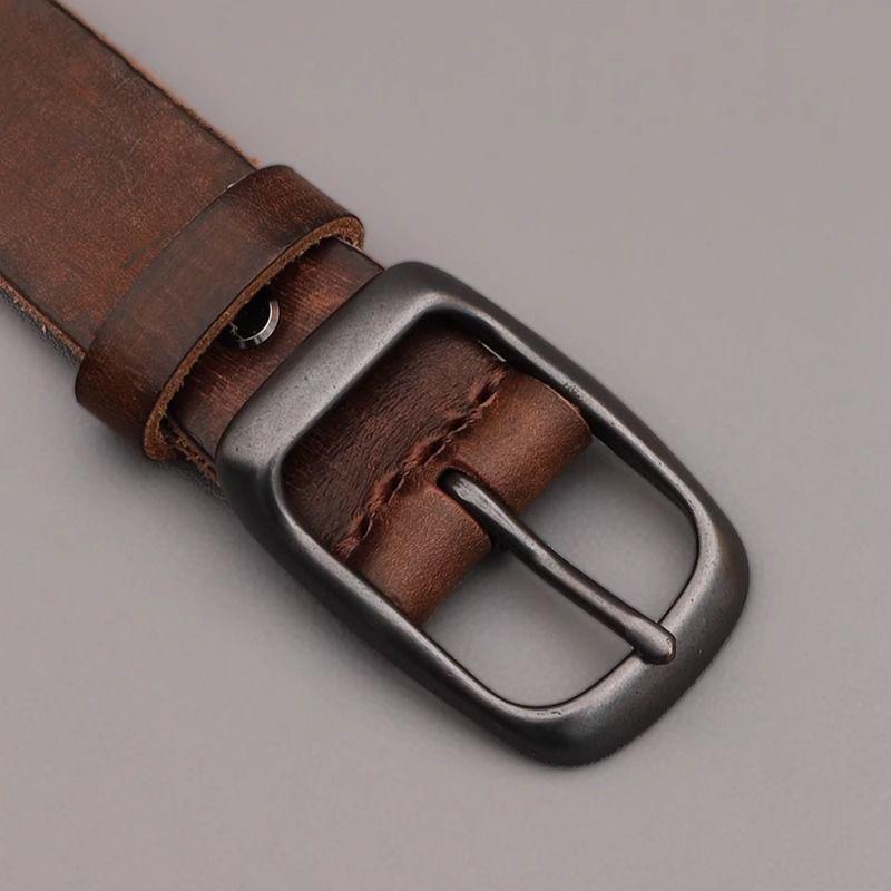 Head Layer Cowhide Needle Buckle Belt Men's Retro Versatile Jeans with Simple Casual Leather Belt Men's
