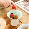 6 Inches Chinese Vintage Ceramic Goblet Creative Flower Shape Fruit Dessert Salad Nut Candy Storage Plate Home Kitchen Tableware