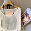 Spicy Girl Two-Piece: Hollow Knit Long Sleeve & Summer Camisole Cover-Up Set