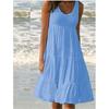 Μόδα Χαλαρό Αμάνικο Στρογγυλή Λαιμόκοψη Φόρεμα Παραλίας Γυναικείο Κομψό Casual Απλό Μονόχρωμο Πάρτι Α-γραμμή Φόρεμα Μήκους Μίντι με Τιράντες Γυναικεία Ρούχα