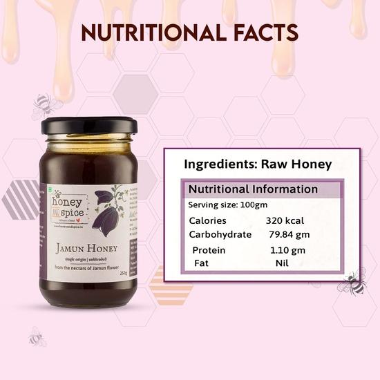 Honig und Gewürze Reiner Roher Jamun-Honig (250g) | 100% Roh und Rein | Natürlich und Original | Unverarbeitet | Ohne Zuckerzusatz | FDA-zertifiziert