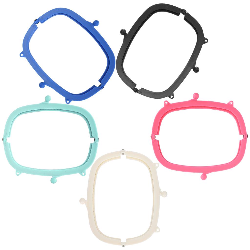 5Pcs Purse Frame Kiss Clasp Lock Colorful Curved Plastic DIY Bag Accessories 16cm