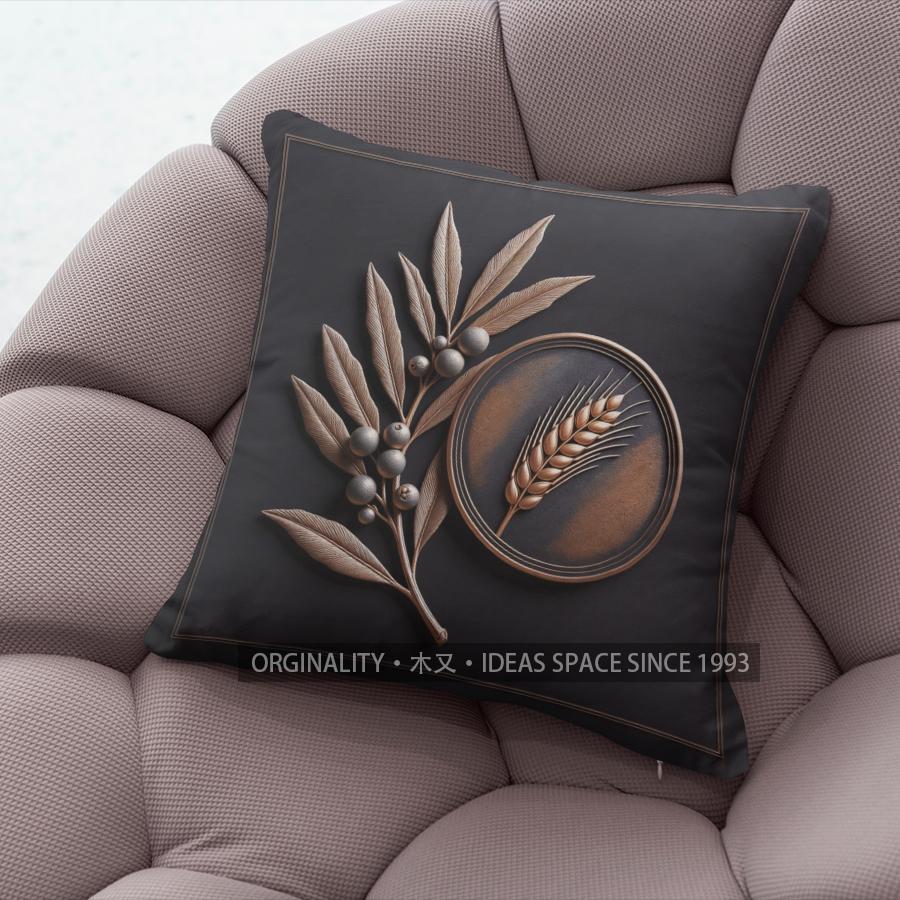 Vintage Botanical Wheat Olive Print Throw Pillow Covers Pattern Cushion Cover Suitable For Sofa Bedroom Car Pillow Cover