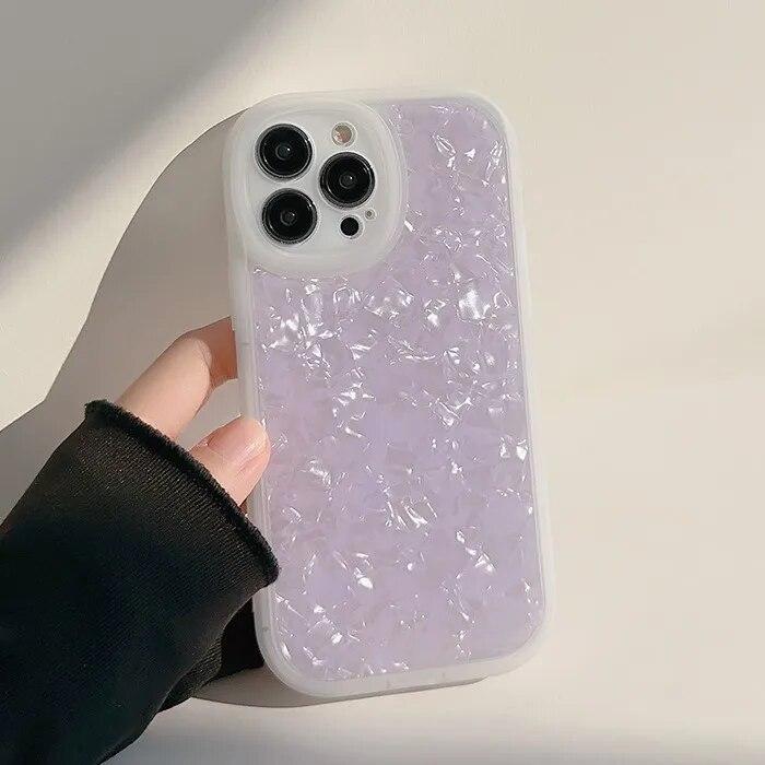 Ins Shell Texture Shockproof Phone Case For iPhone 15 14 13 12 11 Pro Max XS X XR 7 8 Plus SE 3 Mini Soft Silicone Bumper Cover