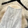 Summer White Lace Halter-Neck Dress for Women Sexy Sleeveless Floral Embroidered A-Line Maxi Dress
