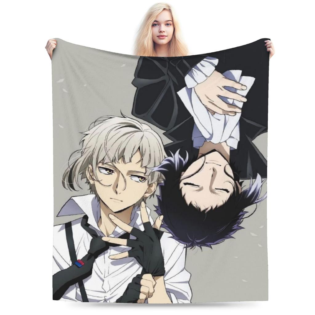 Super Soft Bungos Strays Dogs Manga Atsushi Nakajima Throw Blanket Premium Fleece Flannel Blanket Cozy Plush Blankets All Season