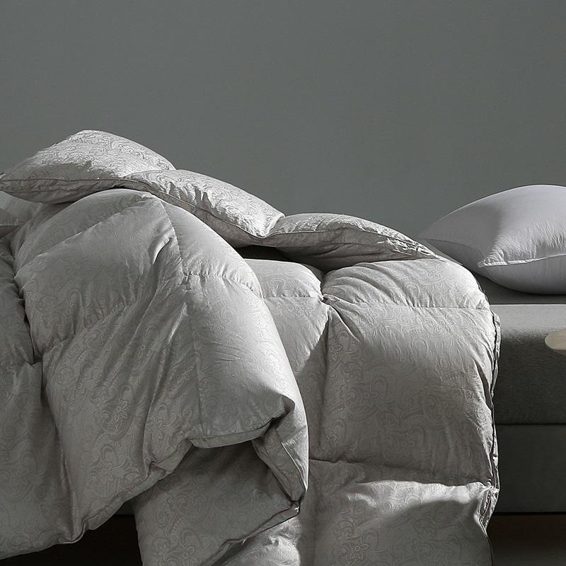 Ren bomull, stille dundyne femstjerners hotell vinterfortykket 95 hvit gåsedundynekjerne sølv silke langstiftet bomullsdyne