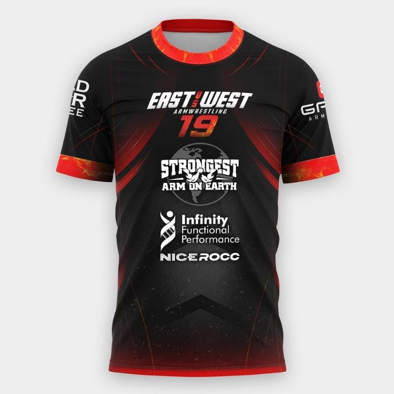 The East Vs West Series 16 To 21 Armwrestling T-Shirt Atlantic City Sports Jersey Men's Breathable Quick Dry Fitness Gym Tee Top