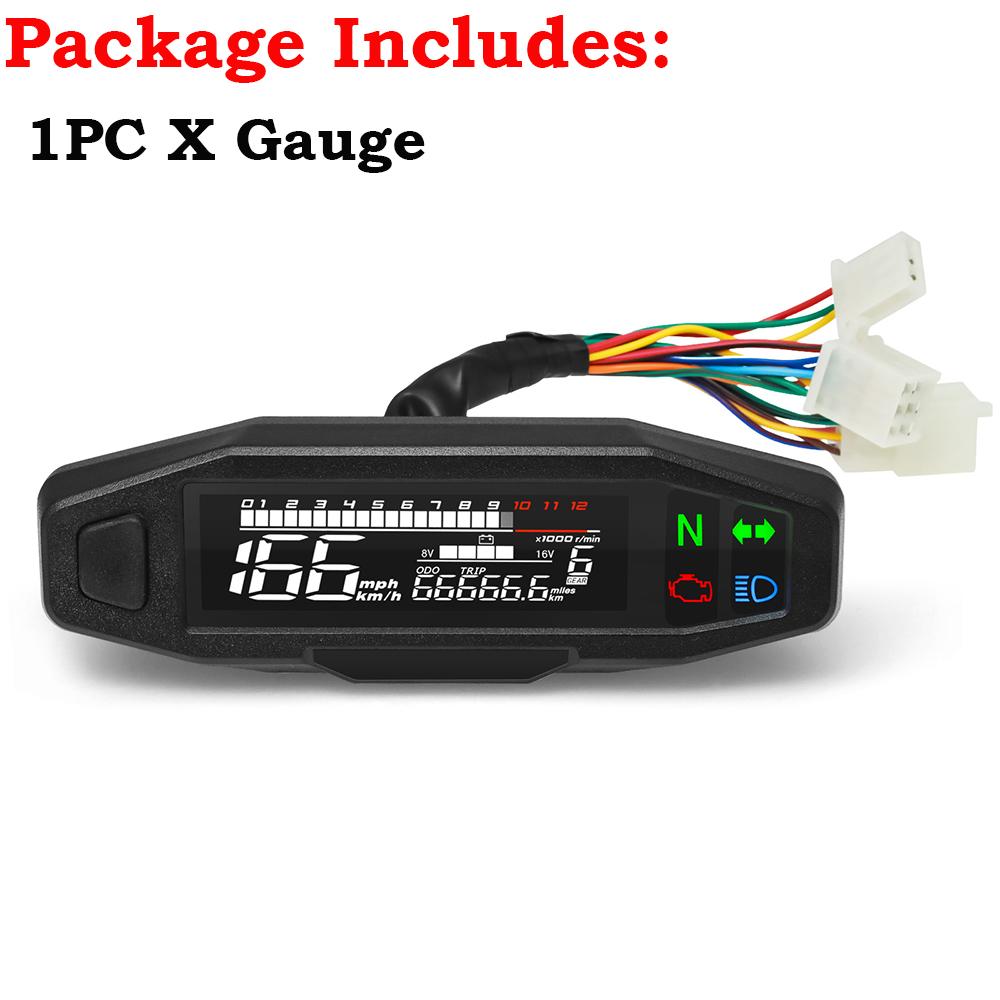 

Новый универсальный мотоциклетный тахометр оборотов, спидометр, указатель скорости, тахометр, цифровой одометр, комплект приборов с датчиком для мотоцикла