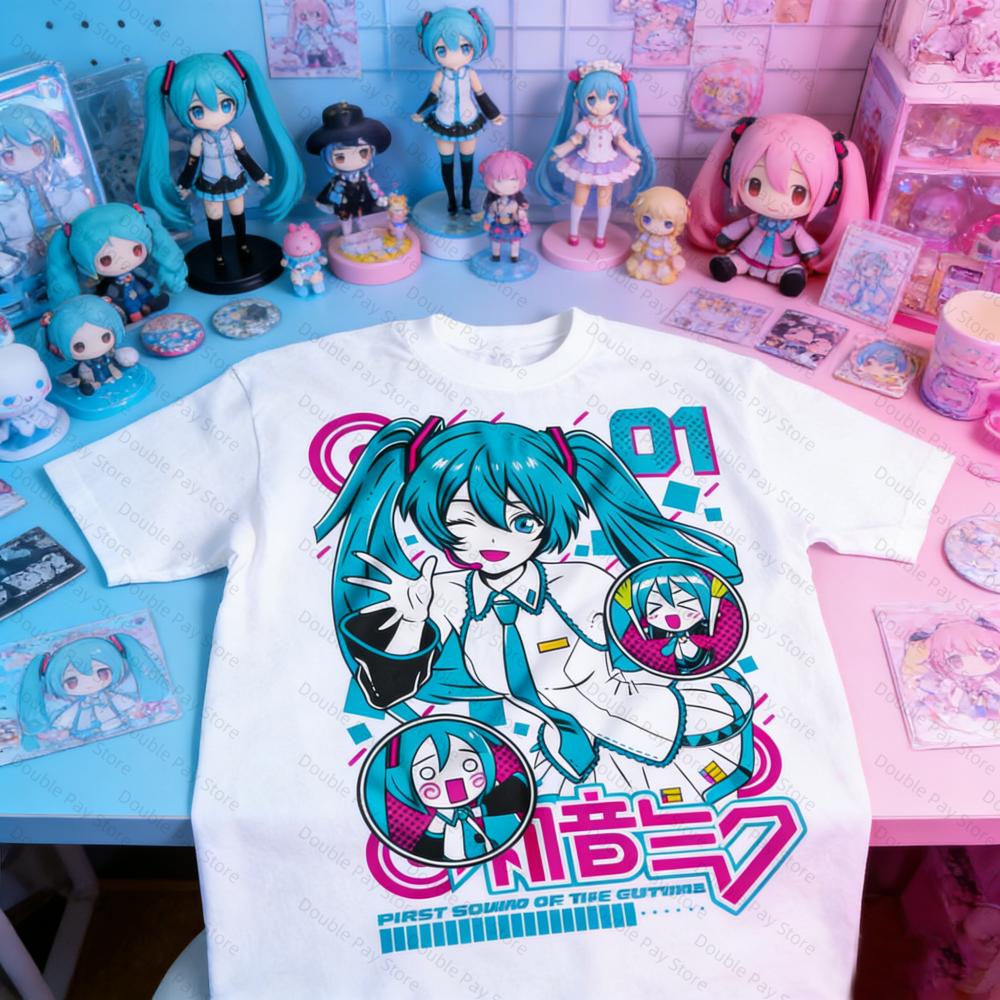 2026 Summer New Style Hatsune miku Cyberpunk Style Cartoon Fan Street Fashion Large Loose Tshirt Unisexs Shirts Women tshirts