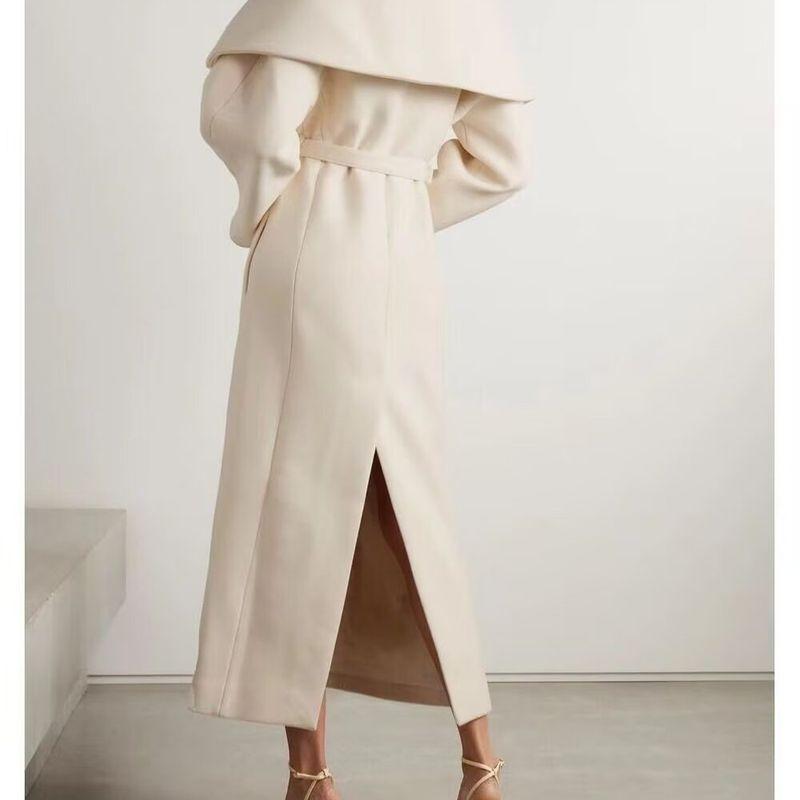 ZA Export New arrival women's clothing ZR Fashion Fall and winter Fashion Loose Easiest for match with belt lapel woolen coat