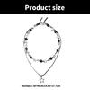 Unique Hollow Star Necklace with Black Bead PU Leather Rope Choker Double Layered Clavicle Chain for Trendy Women