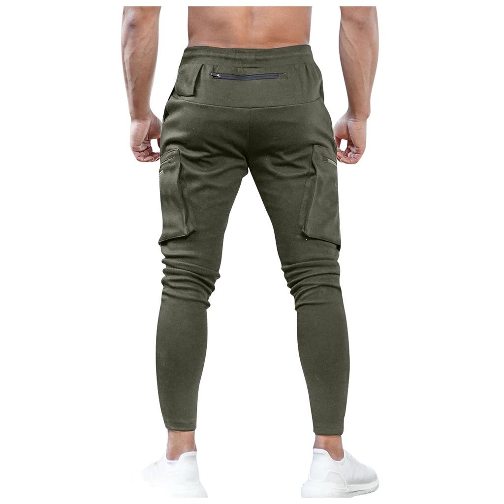 Men's Color Multi Pocket Outdoor Sports Fitness Running Training Cargo Pants