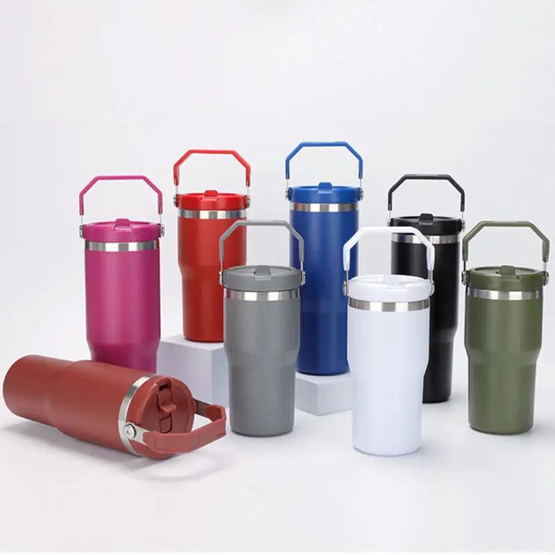 Leakproof Insulated Cup 30oz Large Capacity Water Bottle with Handle/Straw Colorful Tumbler Gift for Travel Car Office Workout