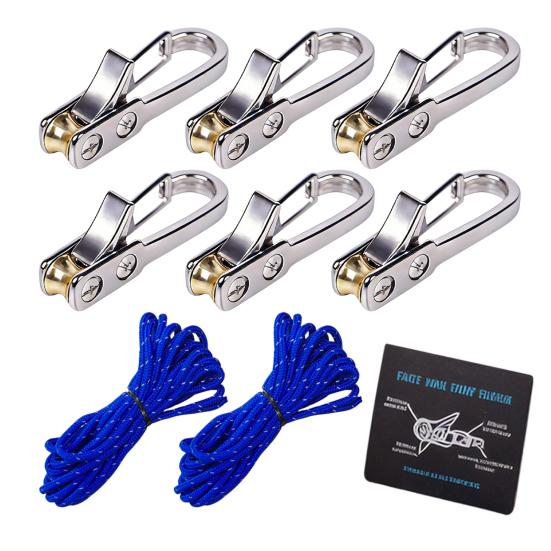 1 Set Heavy Duty Rope Tensioner, Rope Roller with 2 Reflective Nylon Cord, Metal Rope Tightening Tool for Camping, Tarps, Guy Lines, Boating