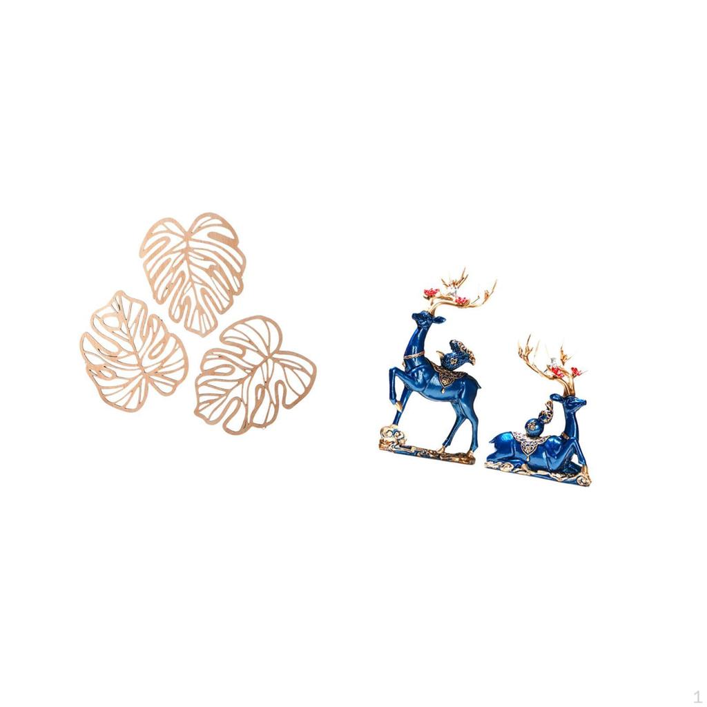Tropical Palm Leaves And Reindeer Resin Statue Wall Art Creative Wooden Ornament Jungle Decor for