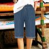 Women Elastic Drawstring Waist Straight Denim Bermuda Shorts Roll Cuff Loose Casual Five Points Jean Shorts Summer Daily Wear