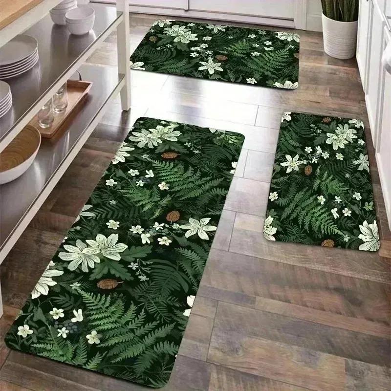 1PC Rose Pattern  Kitchen Rugs Non-Slip Home Door Mats Pop Design Bathroom Rugs Bath Mat Carpet for Home Sink Laundry Decor