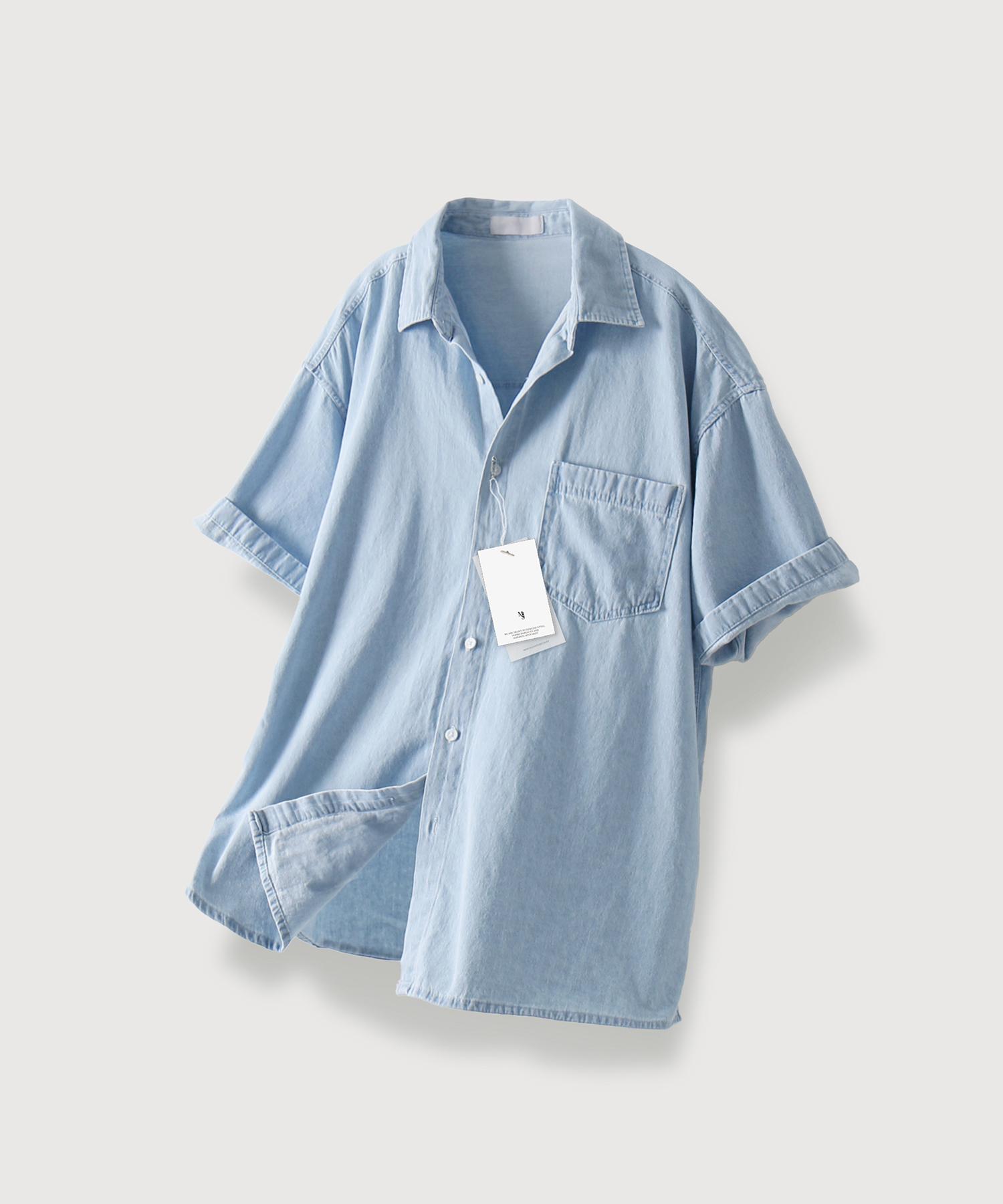 Mood Inside Muse Denim Half Shirt_Light Blue Light Blue/Free