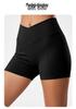 Women's Cross Waist Elastic Yoga Shorts with Peach Hip Design - Three-Quarter Length, Perfect for Running and Fitness
