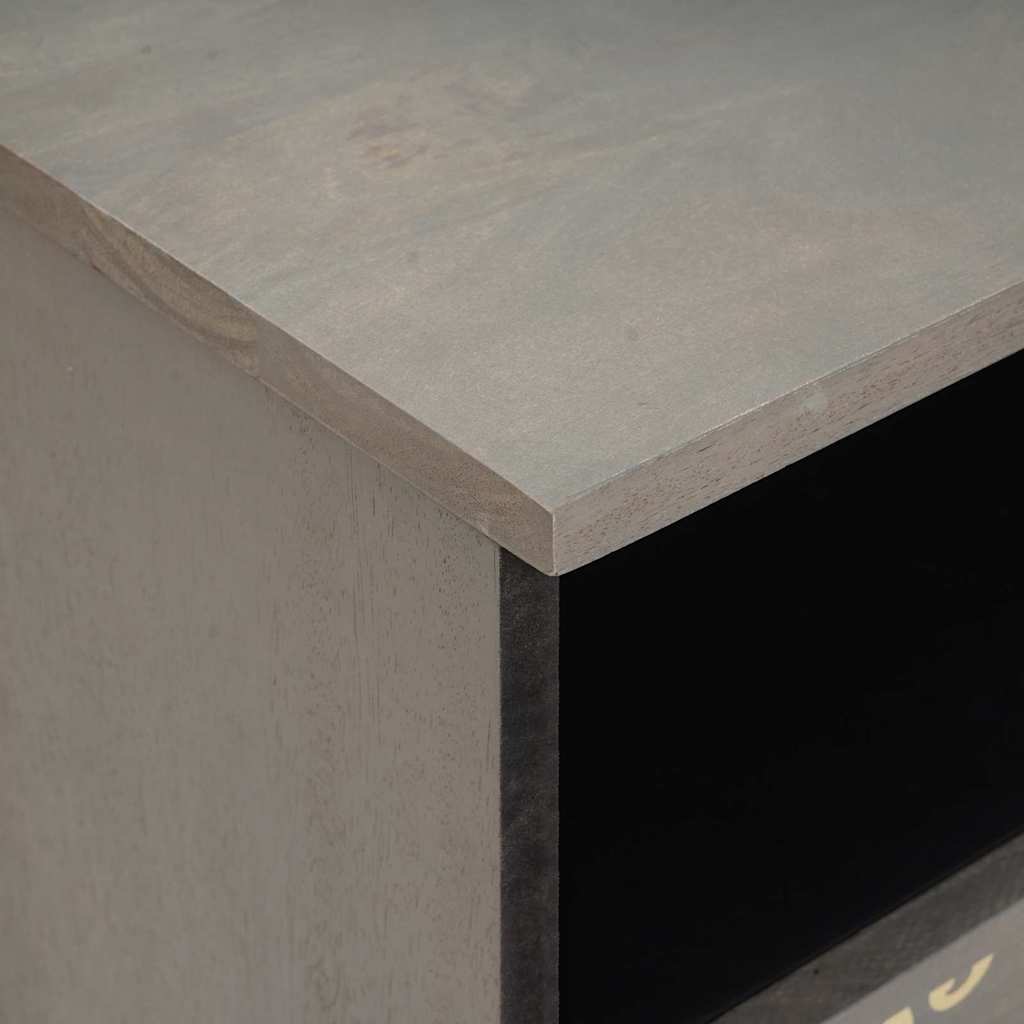 Nightstand with Drawers Grey 40 x 33 x 46 cm Solid Mango Wood
