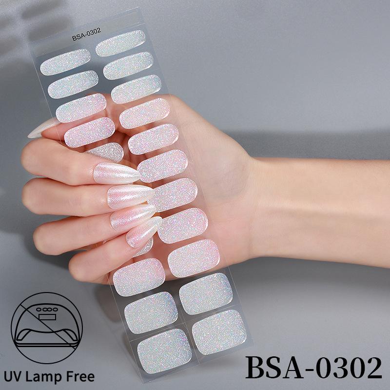 Waterproof Super Sparkle Gel Nail Stickers (Solid Color, UV-Free, No Lamp Required)