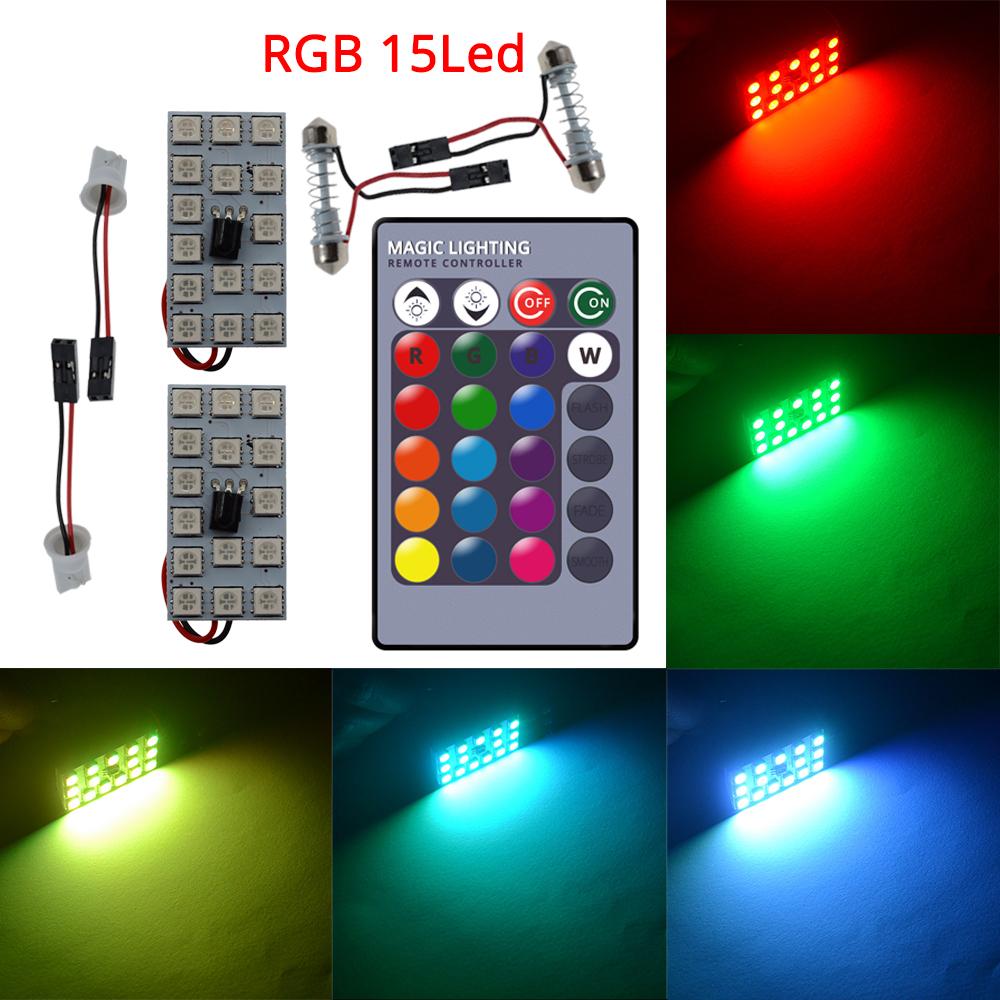 2 Stück Auto LED T10 5050 12/15/24/36 SMD Innenkeil RGB Panel Leselichter Innenraum Auto Kennzeichenleuchte BA9S Adapter