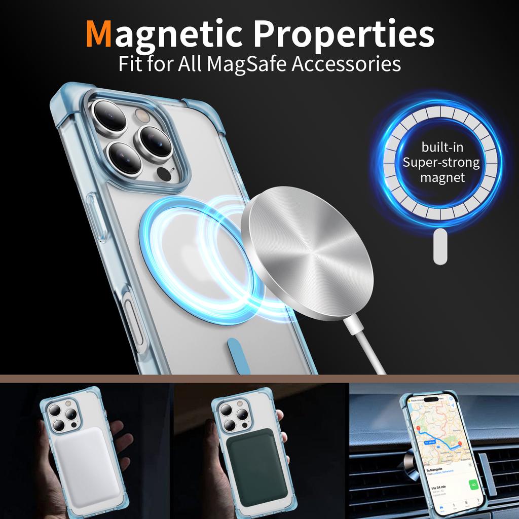 For iPhone 16 Pro Case Compatible with MagSafe Reinforced Corners TPU + Acrylic Back Cover
