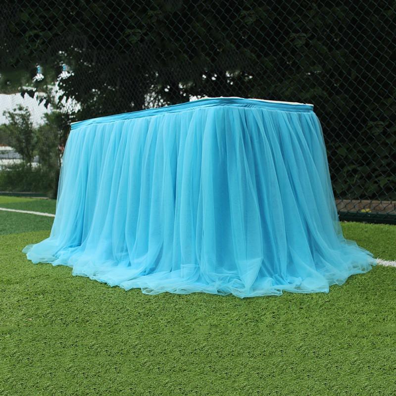 Tulle Table Skirt Elastic Mesh Tulle Tableware Tablecloth For Holiday Party Table Skirt Baby Shower Wedding Party Decor 100x75cm