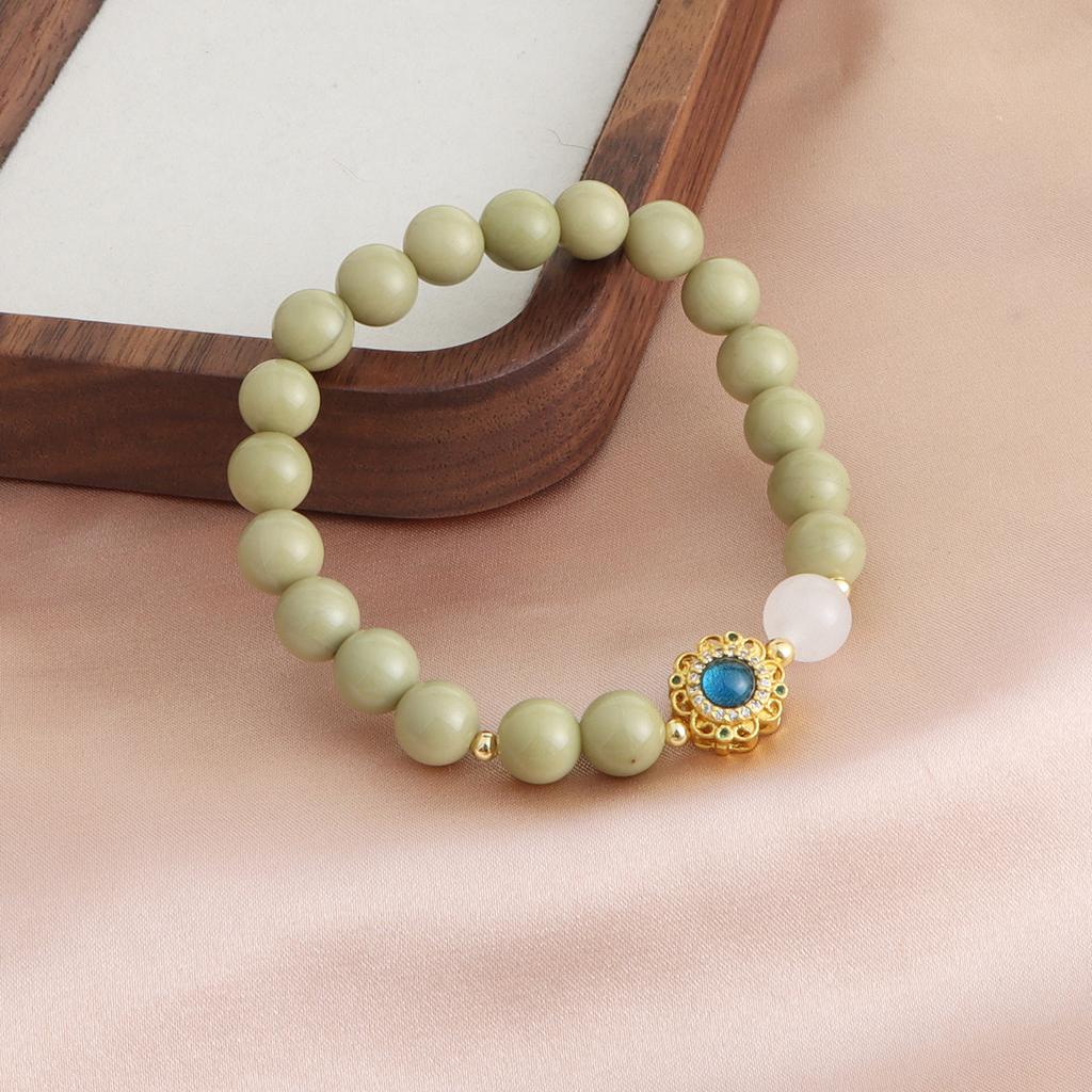 Natural Alxa Avocado Crystal Bracelet National Style Versatile Bracelet Girlfriend Gift Live