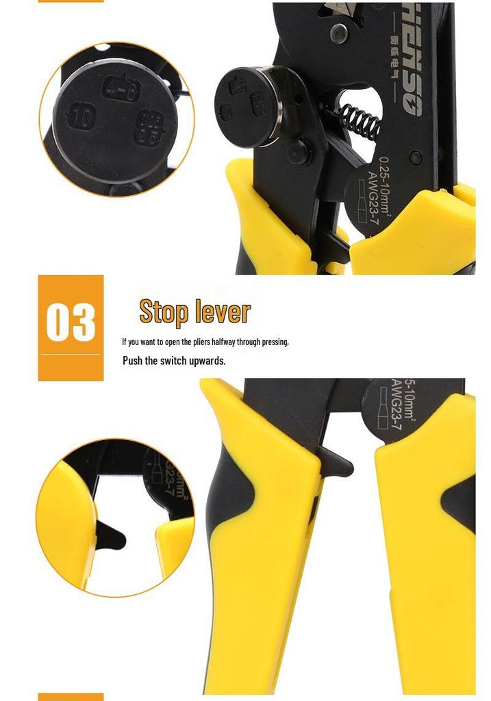 HSC8 6-4 Tubular Terminal Crimping Pliers - Sleeve Type, Manual Crimping Tool