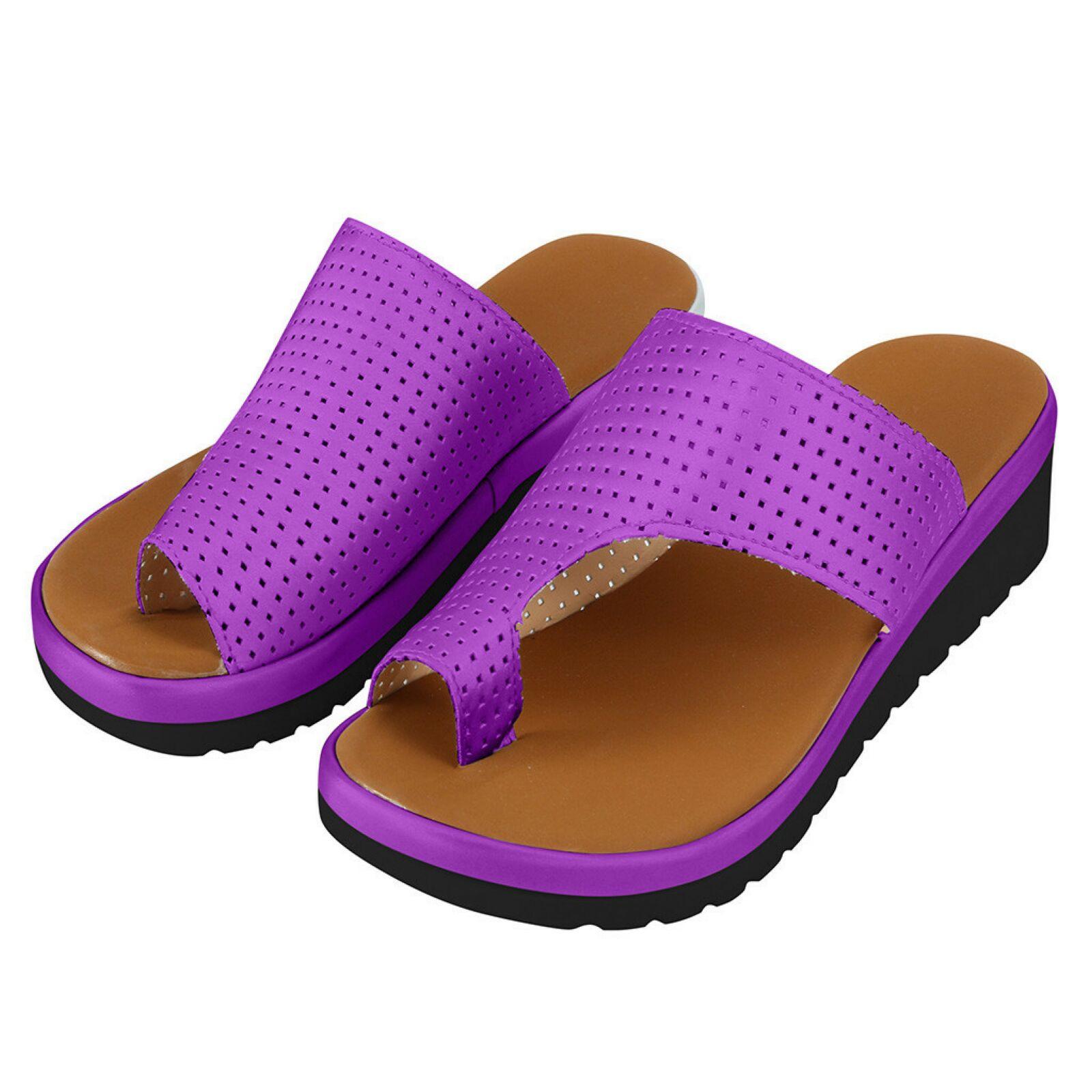 

Женские туфли на толстой подошве, сандалии на танкетке, летняя пляжная обувь с застежкой на носок 36 фиолетовый