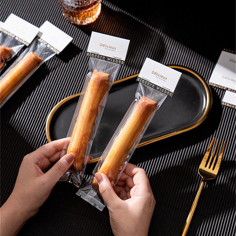 

50Pcs 4.5x22cm Long Transparent Clear Plastic Packaging Bags Baking Dessert Finger Biscuit Glutinous Rice Boat Packing other