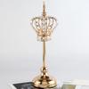 Hollow Out Crown Crystal Candlestick European Style Metal Candle Holders DIY Wedding Birthday Dinner Table Centerpiece Decor