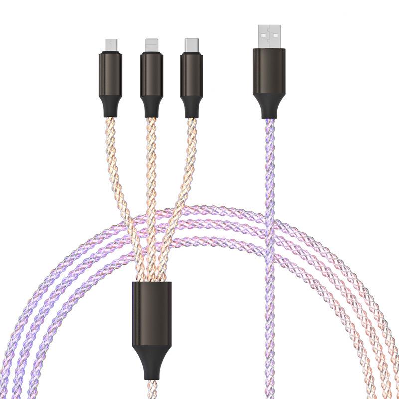 RGB Gradient Multi-Connector Fast Charging Cable with Running Light