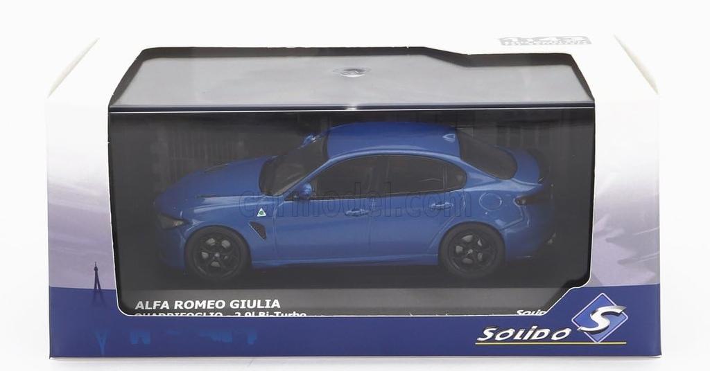 Solido Alfa Romeo Giulia 1/43 Scale Diecast Model Car, GIULIA QUADRIFOGLIO 2016 (Blue) [Parallel Import]