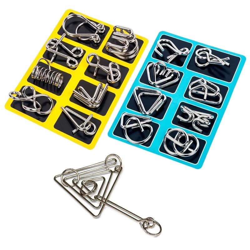8Pcs/Set Metal Montessori Puzzle Wire IQ Mind Brain Teaser Puzzles Adults Interactive Game Reliever Educational Toys