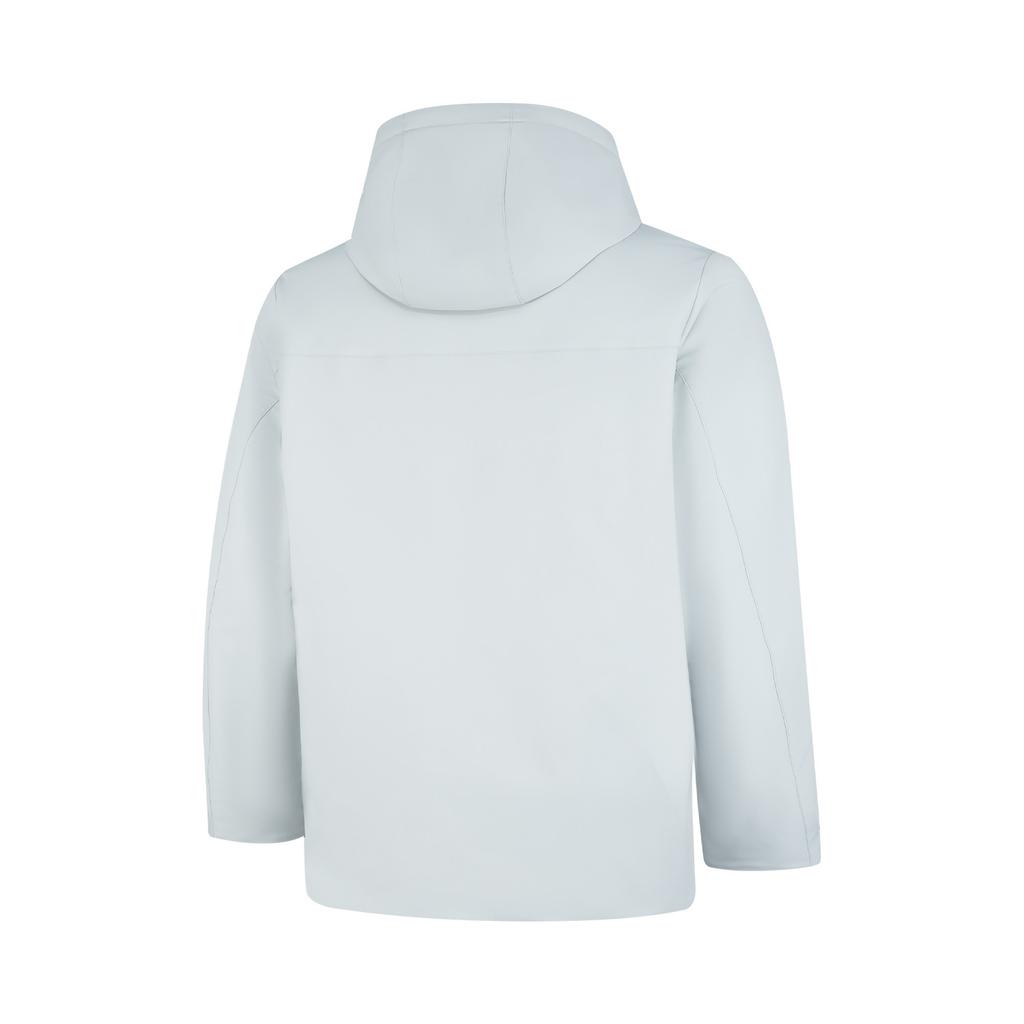 Li Ning Solid Color Hooded Zipper Cardigan Long Sleeve Down Jacket Men Outerwear Water-Droplet-Gray AYMU291-1