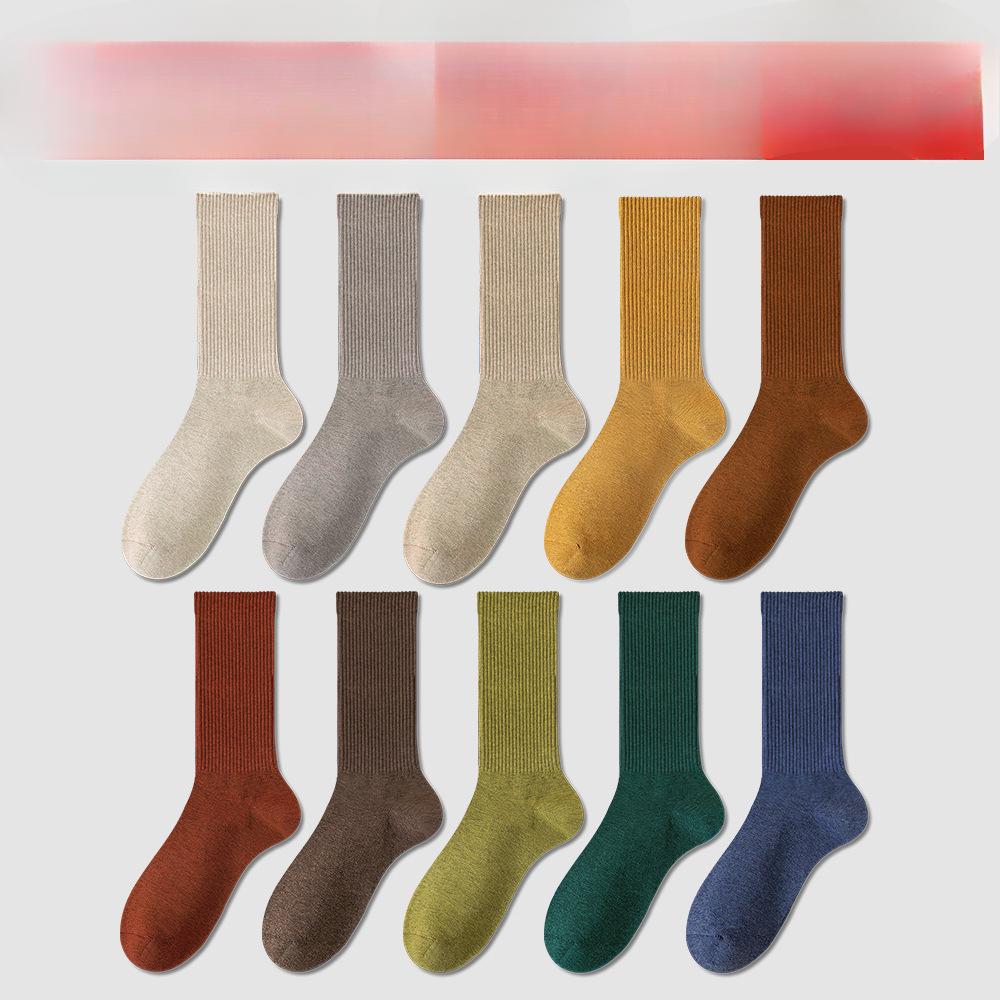 Women's Spring and Autumn Pure Cotton Long Socks Winter Antibacterial Spring Style Women's Mid-calf All-cotton Long Calf Anti-odor Cotton Socks