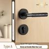 Black Knurled Magnetic Silent Door Handle with Lock for Bedroom Wood Doors