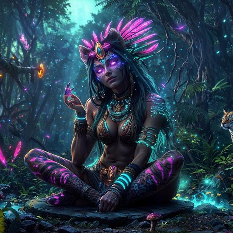 Tapestry Tantric Amazon Goddess Shaman Dark 75x100