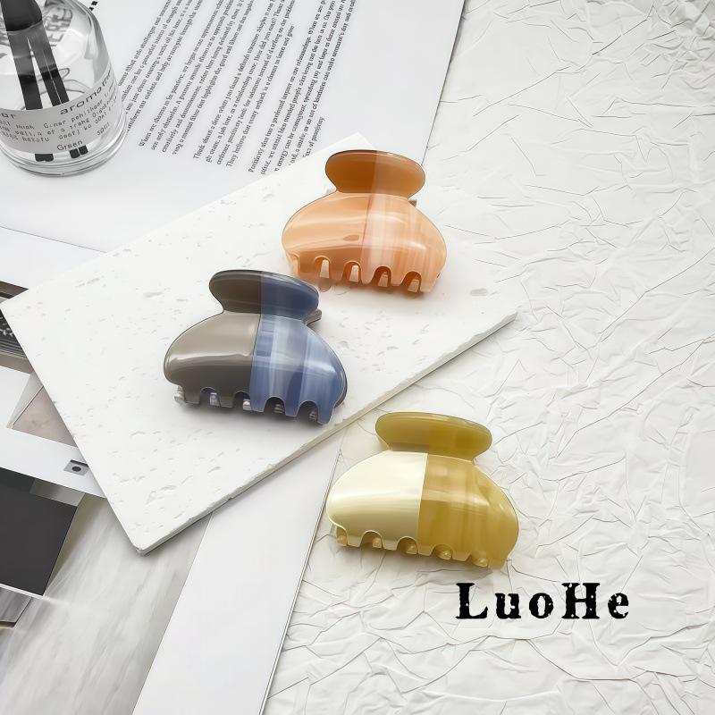 Luohe Korean Style High-End Small Claw Sweet Temperament Hair Clip for Women - Exquisite Half-Up Shark Hair Accessory