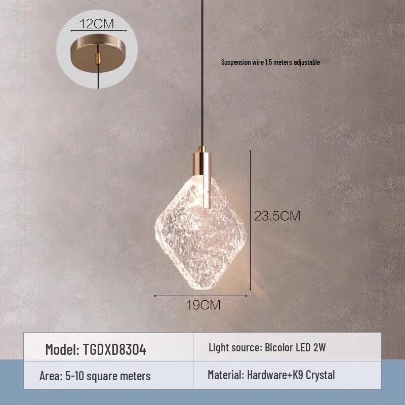 NuFeng Minimalist Crystal Single-Head Pendant Light