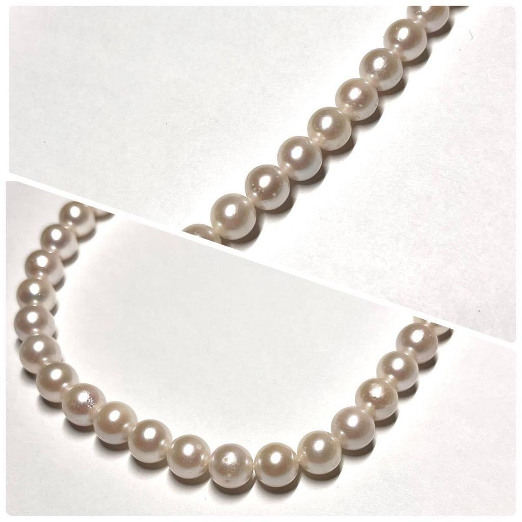 Used Comes with certificate of authenticity [High shine] Jewelry Maki Akoya pearl pearl necklace Silver 7.5-8mm pearl necklace