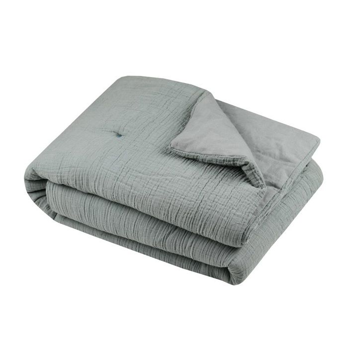 Plaid ou Edredon - Colors vert sauge - 125 x 150 cm - Double gaze de coton - Doux et confortable